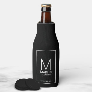 Modern Personalised Monogram and Name Groomsmen Bo Bottle Cooler
