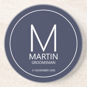 Modern Personalised Monogram and Name Groomsmen Coaster