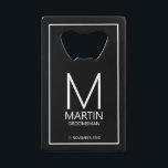 Modern Personalised Monogram and Name Groomsmen Cr<br><div class="desc">Add a personal touch to your wedding with personalised groomsmen bottle opener.
This bottle opener features personalised groomsman's monogram and name with title and wedding date in white modern sans serif font style on black background.

Also perfect for best man,  father of the bride and more.</div>