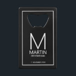 Modern Personalised Monogram and Name Groomsmen Cr<br><div class="desc">Add a personal touch to your wedding with personalised groomsmen bottle opener.
This bottle opener features personalised groomsman's monogram and name with title and wedding date in white modern sans serif font style on black background.

Also perfect for best man,  father of the bride and more.</div>