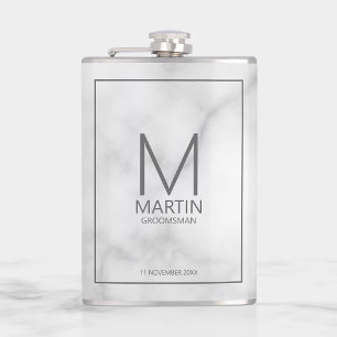 Modern Personalised Monogram and Name Groomsmen Hip Flask