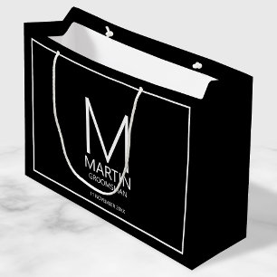 Modern Personalised Monogram and Name Groomsmen Large Gift Bag