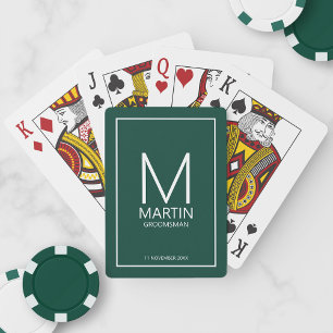 Modern Personalised Monogram and Name Groomsmen Playing Cards