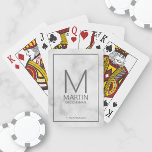 Modern Personalised Monogram and Name Groomsmen Playing Cards
