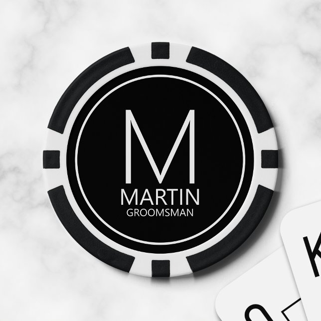 Modern Personalised Monogram and Name Groomsmen Poker Chips (Creator Uploaded)