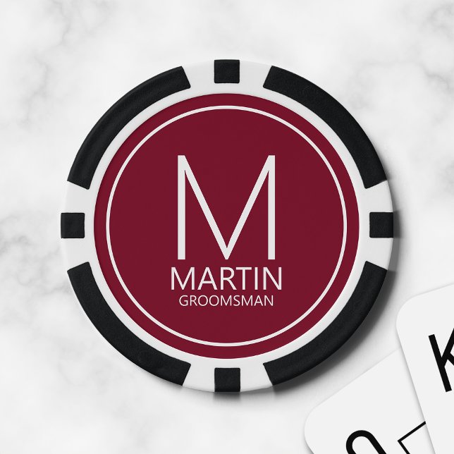 Modern Personalised Monogram and Name Groomsmen Poker Chips (Creator Uploaded)