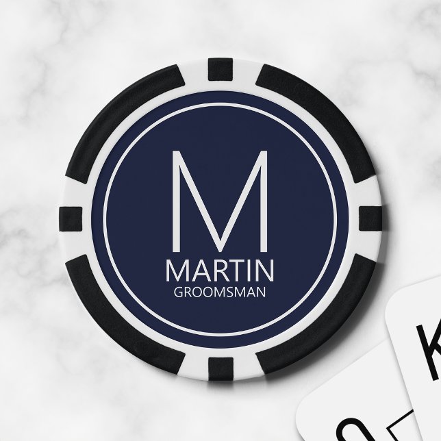 Modern Personalised Monogram and Name Groomsmen Poker Chips (Creator Uploaded)