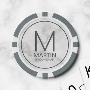 Modern Personalised Monogram and Name Groomsmen Poker Chips