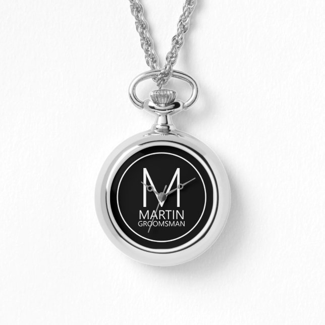 Modern Personalised Monogram and Name Groomsmen Watch (Front)