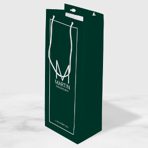 Modern Personalised Monogram and Name Groomsmen Wine Gift Bag
