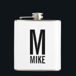 Modern Personalised Monogram and Name Hip Flask<br><div class="desc">Modern Black and White Bold Monogram Design featuring personalised monogram and name in modern bold sans serif font style.

Unique gift for dad,  husband,  grandparents,  best man,  groomsmen and more.
Also perfect as birthday gift,  holiday gift,  family reunion gift and for any special occasions.</div>