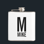 Modern Personalised Monogram and Name Hip Flask<br><div class="desc">Modern Black and White Bold Monogram Design featuring personalised monogram and name in modern bold sans serif font style.

Unique gift for dad,  husband,  grandparents,  best man,  groomsmen and more.
Also perfect as birthday gift,  holiday gift,  family reunion gift and for any special occasions.</div>