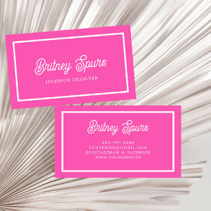 Modern Personalised Monogram and Name Hot Pink Business Card