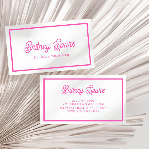 Modern Personalised Monogram and Name Hot Pink Business Card