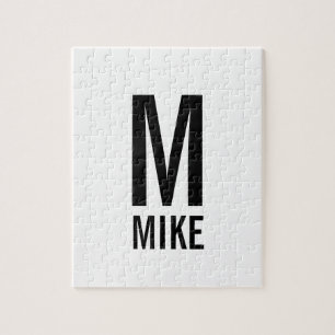 Modern Personalised Monogram and Name Jigsaw Puzzle