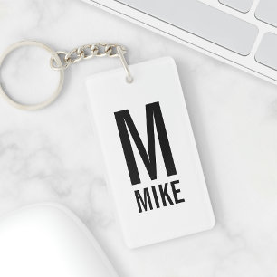 Modern Personalised Monogram and Name Key Ring