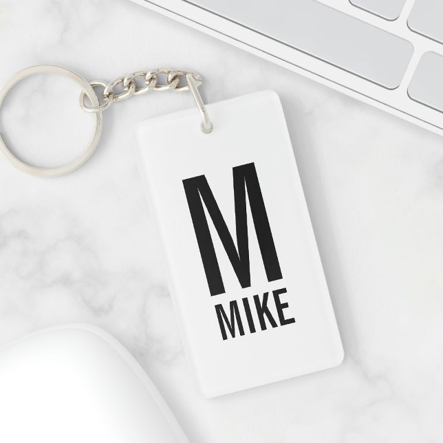 Modern Personalised Monogram and Name Key Ring (Creator Uploaded)