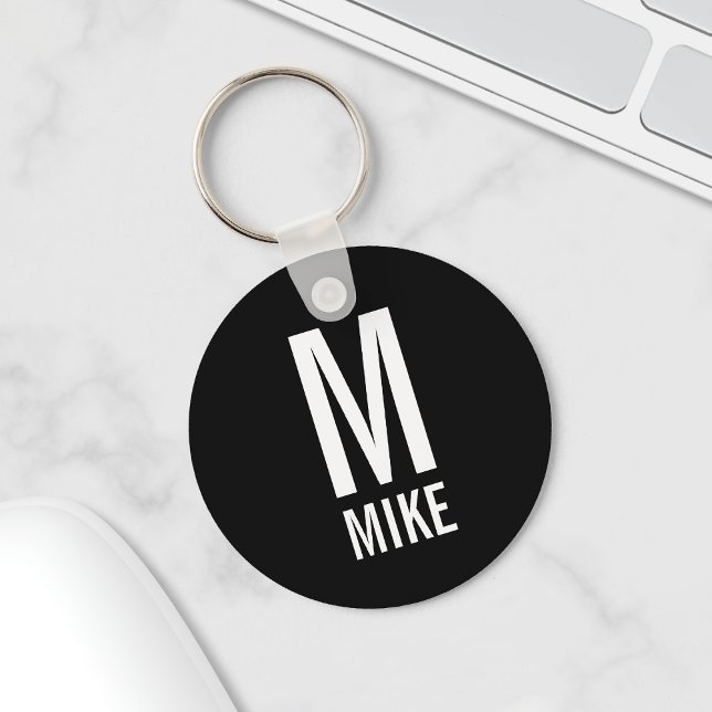 Modern Personalised Monogram and Name Key Ring (Creator Uploaded)