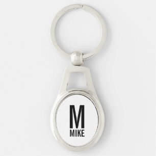 Modern Personalised Monogram and Name Key Ring