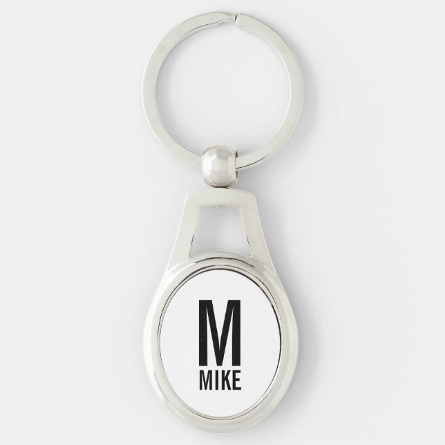 Modern Personalised Monogram and Name Key Ring (Front)