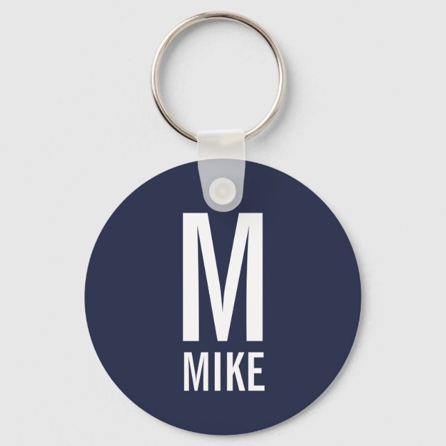 Modern Personalised Monogram and Name Key Ring (Front)