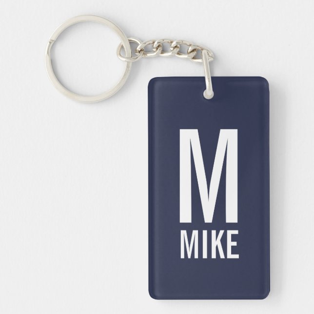 Modern Personalised Monogram and Name Key Ring (Front)