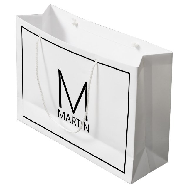 Modern Personalised Monogram and Name Large Gift B Bag (Front Angled)