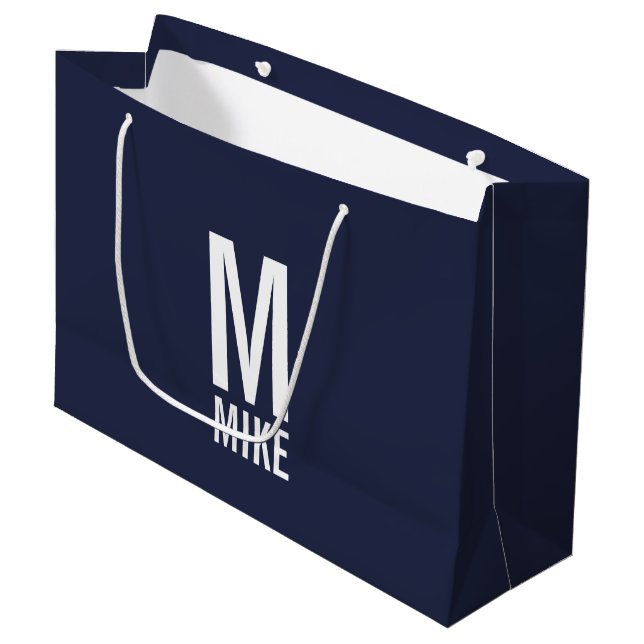 Modern Personalised Monogram and Name Large Gift Bag (Front Angled)
