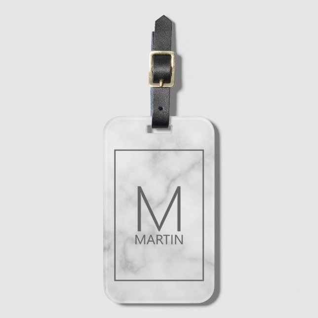 Modern Personalised Monogram and Name Luggage Tag (Front Vertical)