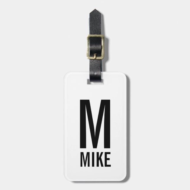 Modern Personalised Monogram and Name Luggage Tag (Front Vertical)