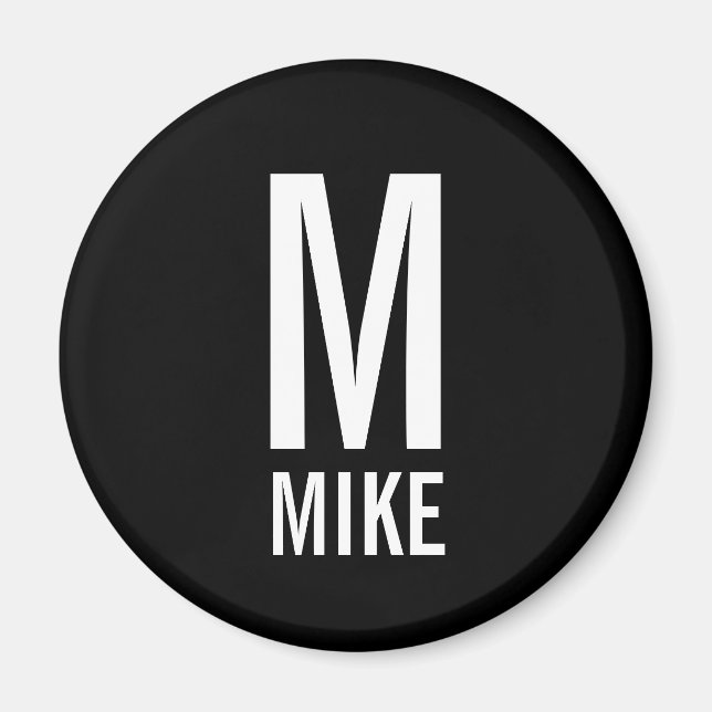 Modern Personalised Monogram and Name Magnet (Front)
