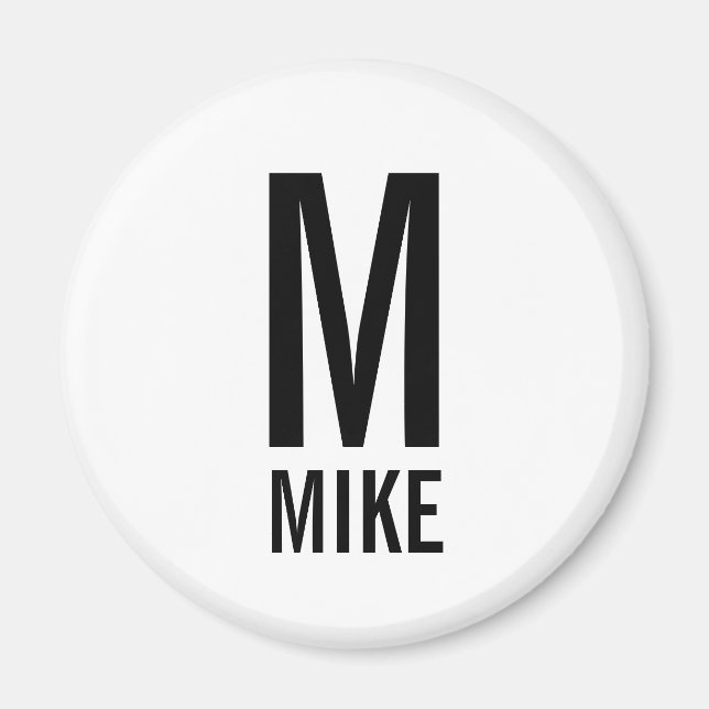 Modern Personalised Monogram and Name Magnet (Front)