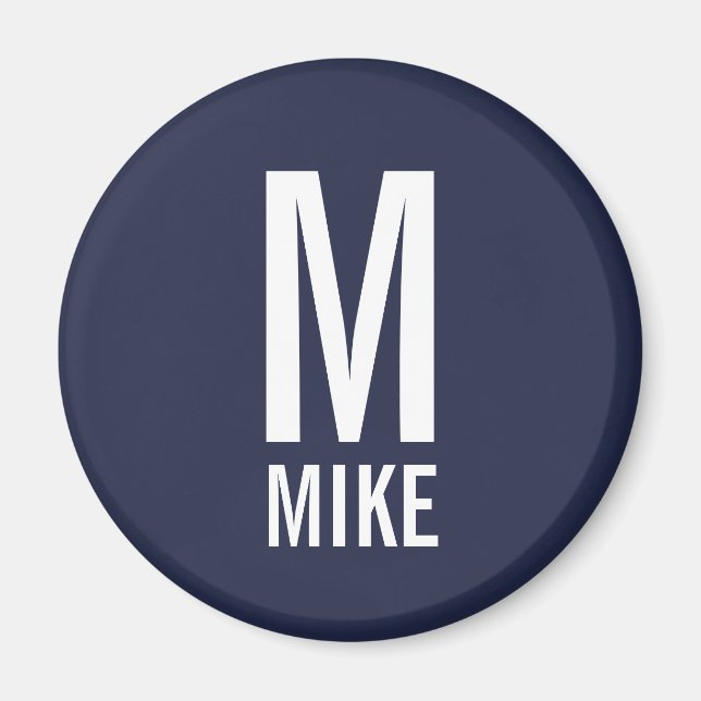 Modern Personalised Monogram and Name Magnet (Front)