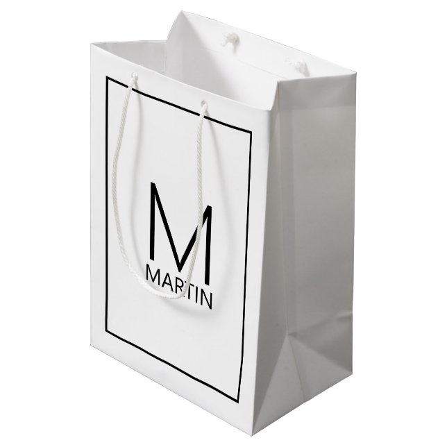 Modern Personalised Monogram and Name Medium Gift  Bag (Front Angled)