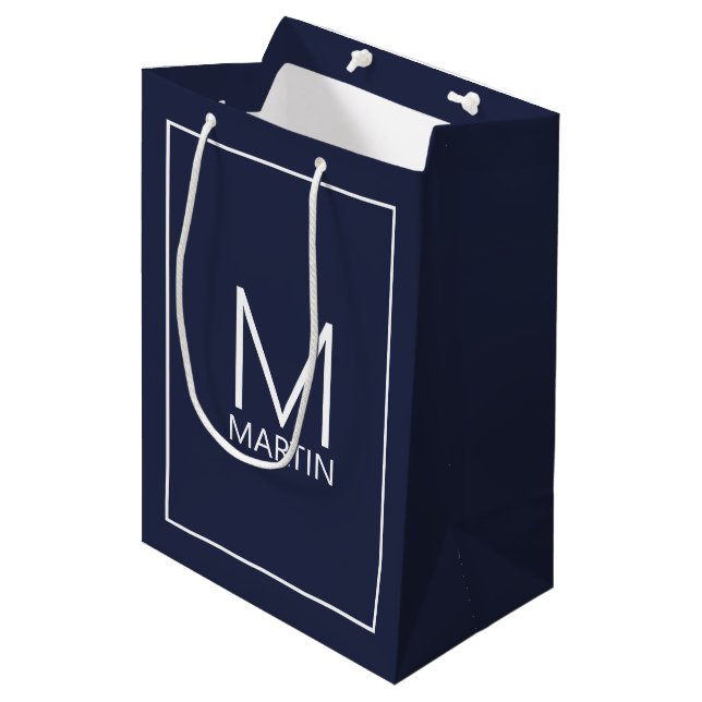 Modern Personalised Monogram and Name Medium Gift  Bag (Front Angled)