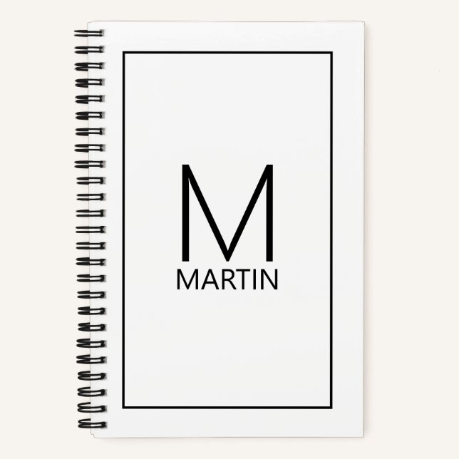 Modern Personalised Monogram and Name Notebook (Front)