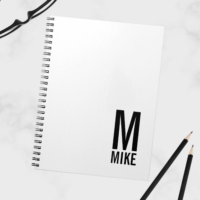 Modern Personalised Monogram and Name Notebook (Creator Uploaded)