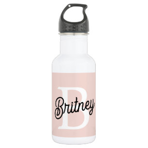 Modern Personalised Monogram and Name Pastel Pink 532 Ml Water Bottle
