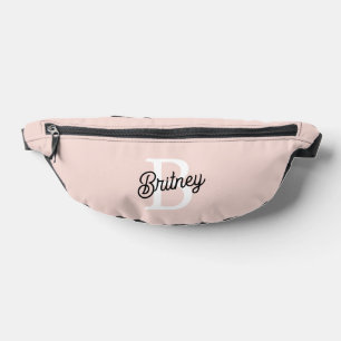 Modern Personalised Monogram and Name Pastel Pink Bum Bags
