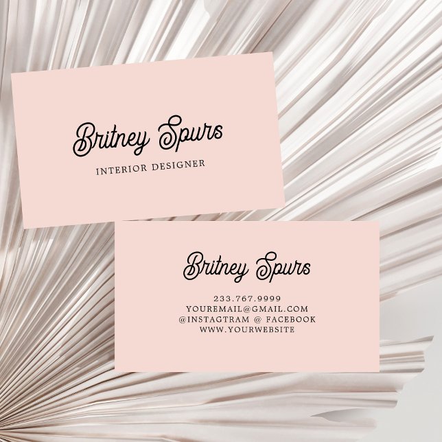 Modern Personalised Monogram and Name Pastel Pink Business Card (Creator Uploaded)