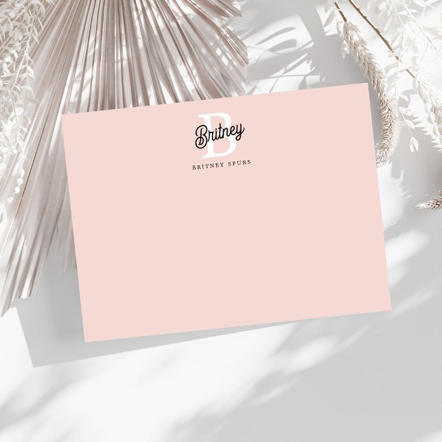 Modern Personalised Monogram and Name Pastel Pink Card (Creator Uploaded)