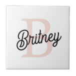 Modern Personalised Monogram and Name Pastel Pink Ceramic Tile<br><div class="desc">Introducing our Modern Personalised Monogram and Name Pastel Pink Ceramic Tile, a chic and customisable addition to your décor. This tile features a soft pastel pink design, personalised with your monogram and name, making it a unique and stylish touch for any space. Perfect for use as a decorative accent in...</div>