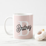 Modern Personalised Monogram and Name Pastel Pink Coffee Mug<br><div class="desc">Introducing our Modern Personalised Monogram and Name Pastel Pink Coffee Mug, a delightful addition to your morning routine or a thoughtful gift for someone special. This coffee mug features a modern design in soft pastel pink, personalised with your monogram and name for a custom touch. Perfect for enjoying your favourite...</div>