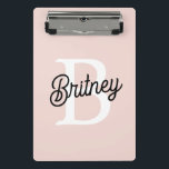 Modern Personalised Monogram and Name Pastel Pink Mini Clipboard<br><div class="desc">The **Modern Personalised Monogram and Name Pastel Pink Mini Clipboard** is a chic and functional accessory perfect for adding a personal touch to your stationery collection. This mini clipboard features a soft pastel pink background, providing a delicate and stylish look. The design includes a personalised monogram and name, making it...</div>