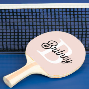 Modern Personalised Monogram and Name Pastel Pink Ping Pong Paddle