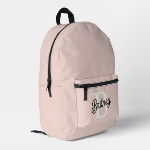 Modern Personalised Monogram and Name Pastel Pink Printed Backpack