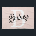 Modern Personalised Monogram and Name Pastel Pink Tea Towel<br><div class="desc">Introducing our Modern Personalised Monogram and Name Pastel Pink Kitchen Towel, a stylish addition to your kitchen decor. This kitchen towel features a contemporary design in soft pastel pink, personalised with your monogram and name for a custom touch. Perfect for drying dishes, wiping countertops, or as a decorative accent, it...</div>