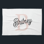 Modern Personalised Monogram and Name Pastel Pink Tea Towel<br><div class="desc">Introducing our Modern Personalised Monogram and Name Pastel Pink Kitchen Towel, a stylish addition to your kitchen decor. This kitchen towel features a contemporary design in soft pastel pink, personalised with your monogram and name for a custom touch. Perfect for drying dishes, wiping countertops, or as a decorative accent, it...</div>