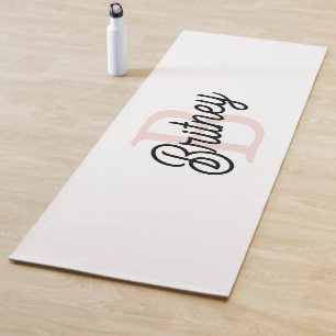 Modern Personalised Monogram and Name Pastel Pink Yoga Mat