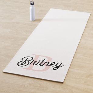 Modern Personalised Monogram and Name Pastel Pink Yoga Mat